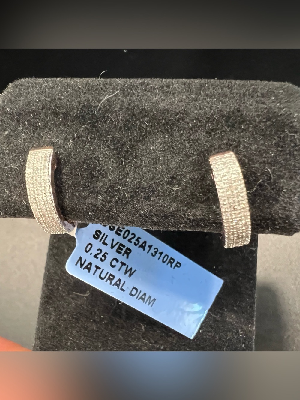 925 Sterling Silver Rose Gold Pavé Huggies Hoops Natural Diamond 0.25ctw